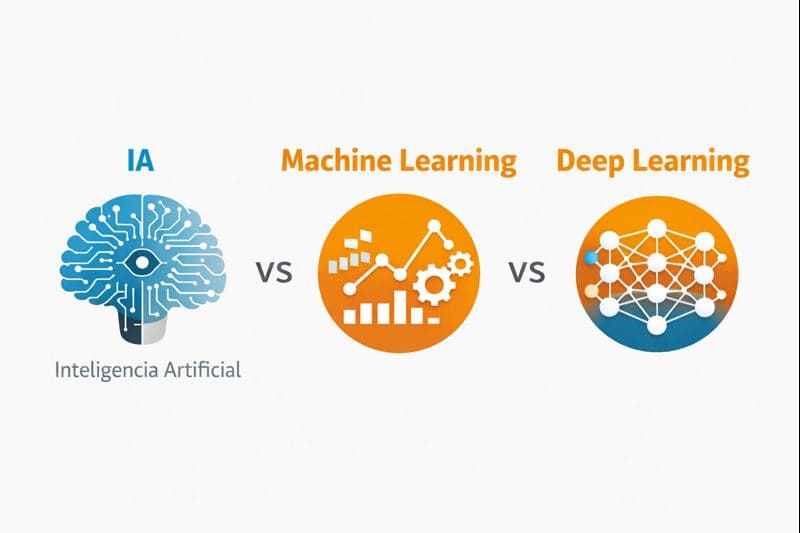 Diferencia entre IA, machine learning y deep learning