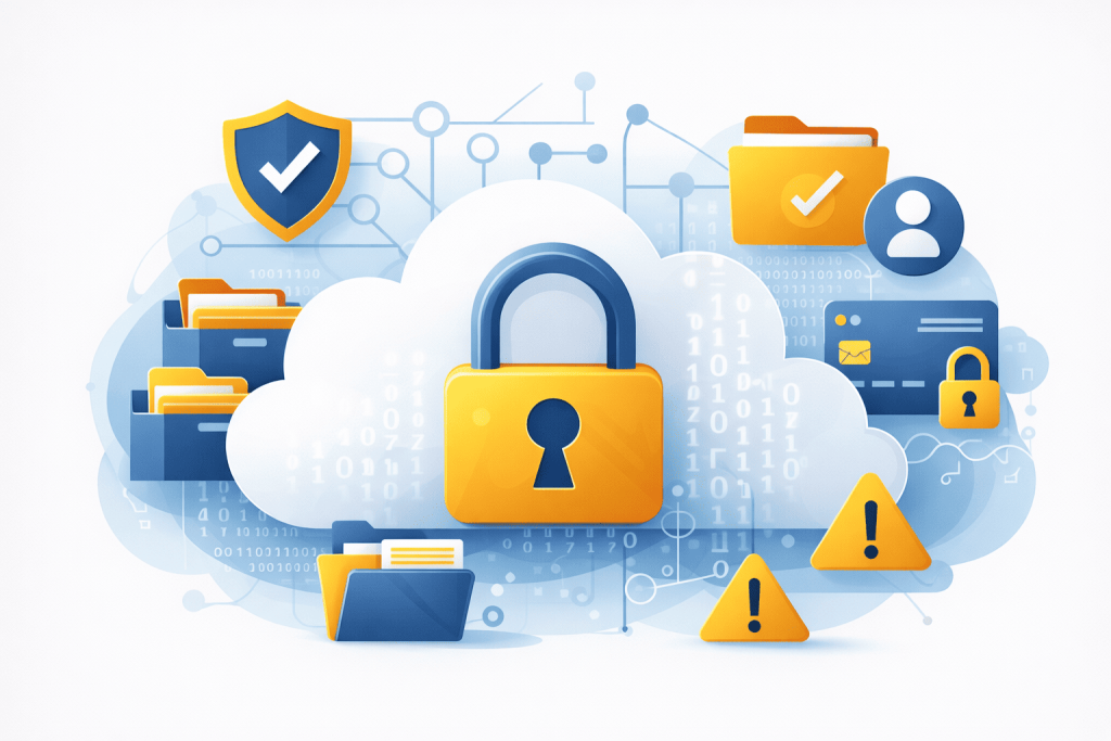 ilustración conceptual sobre seguridad y datos en la nube