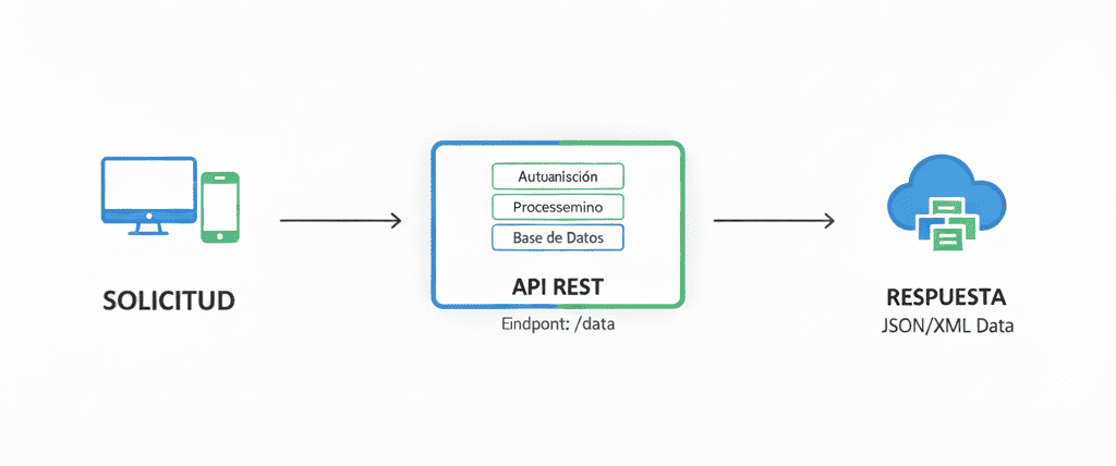 Diagrama del flujo de comunicación de una API REST
