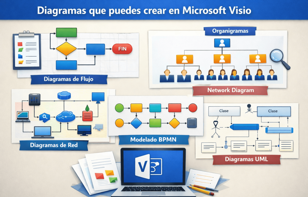 Tipos de diagramas que puedes crear en Microsoft Visio