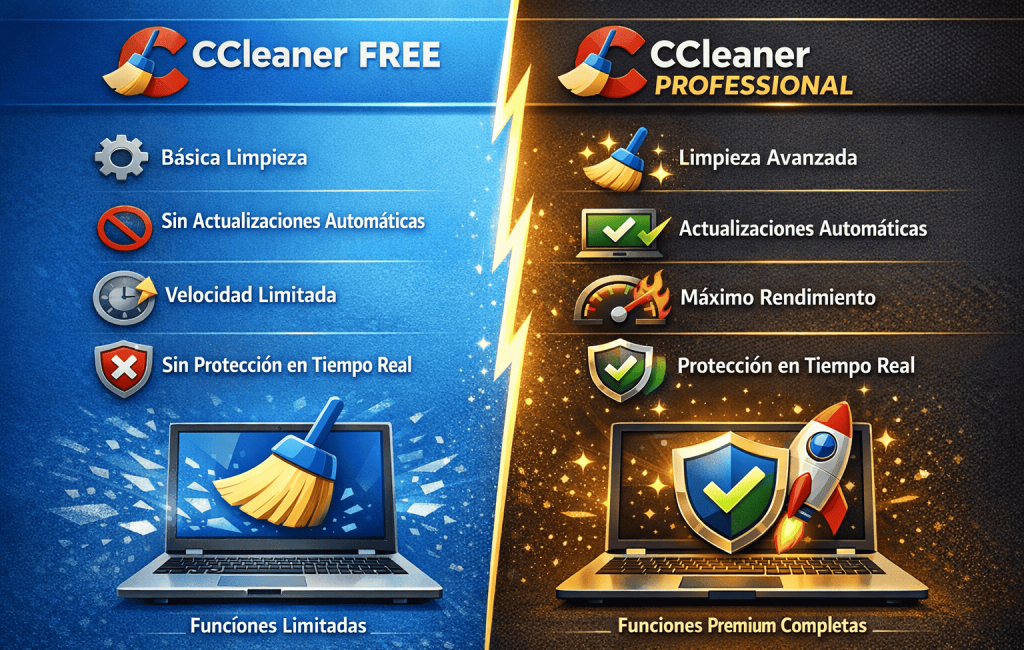 Comparativa entre CCleaner Free y CCleaner Professional funciones y características