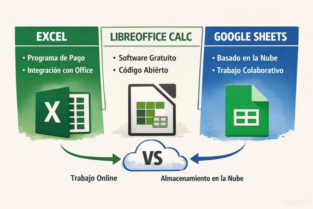 diferencias entre google shets excel y libreoffice