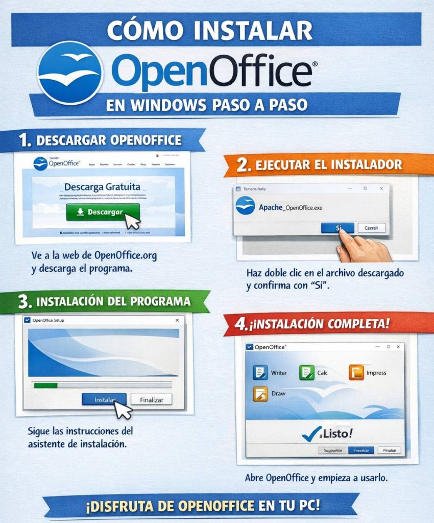 cómo instalar OpenOffice en Windows paso a paso en español