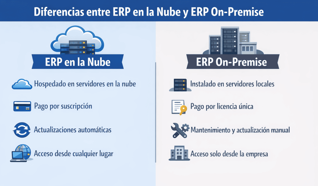 diferencias entre ERP en la nube y ERP on premise