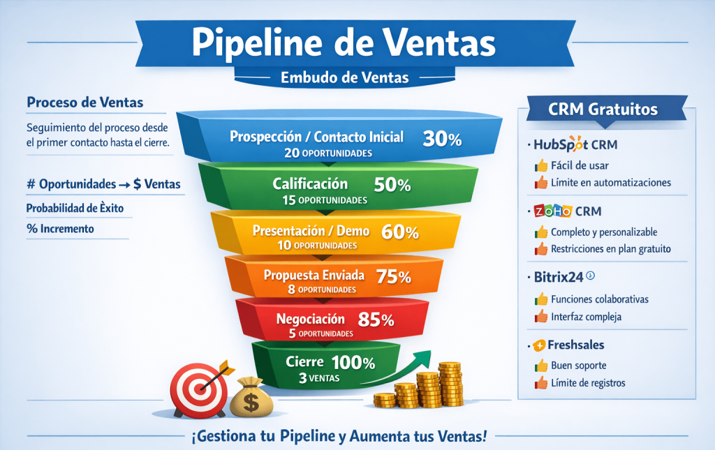 pipeline de ventas en CRM gratuito