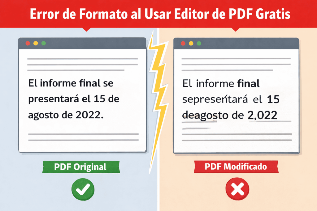 error de formato al usar editor de PDF gratis