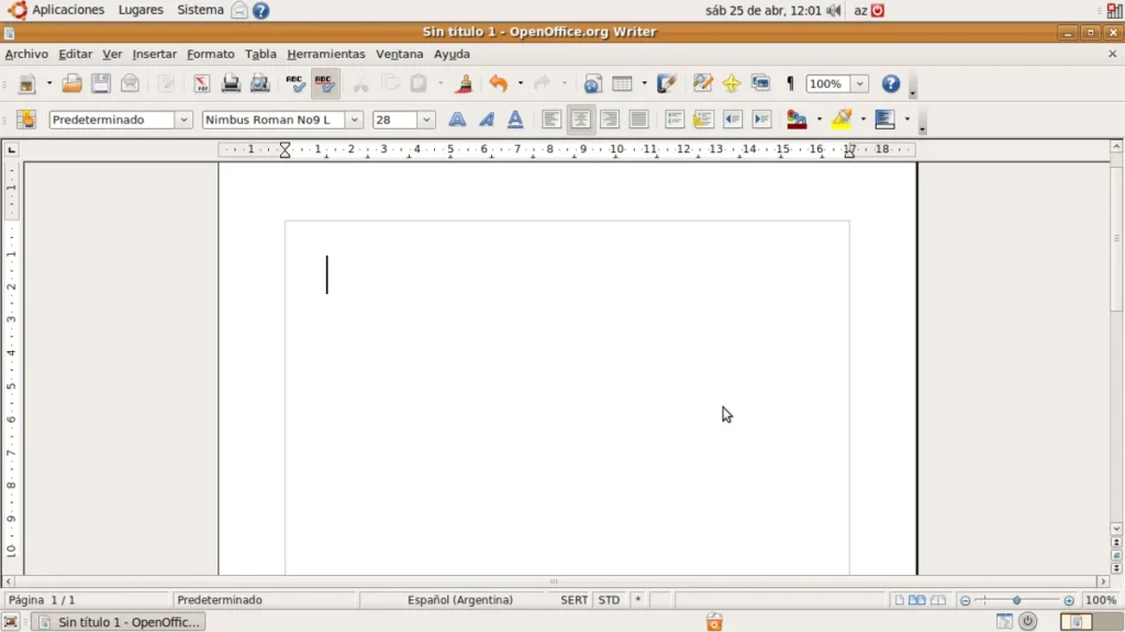 interfaz de OpenOffice Writer redactando un documento profesional
