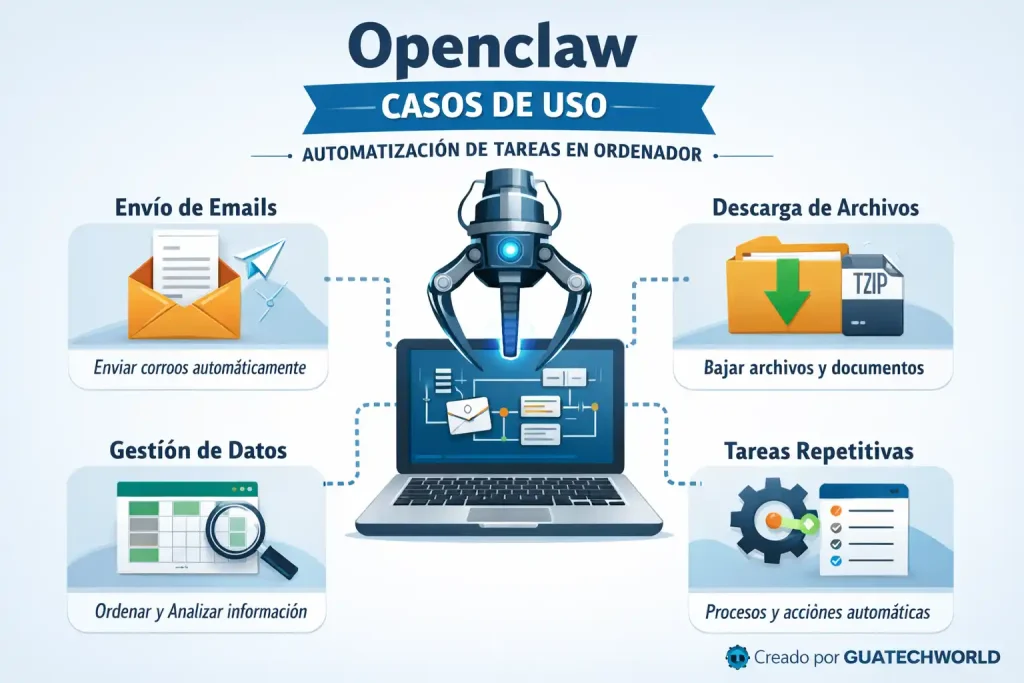 openclaw casos de uso automatizacion tareas ordenador ejemplos
