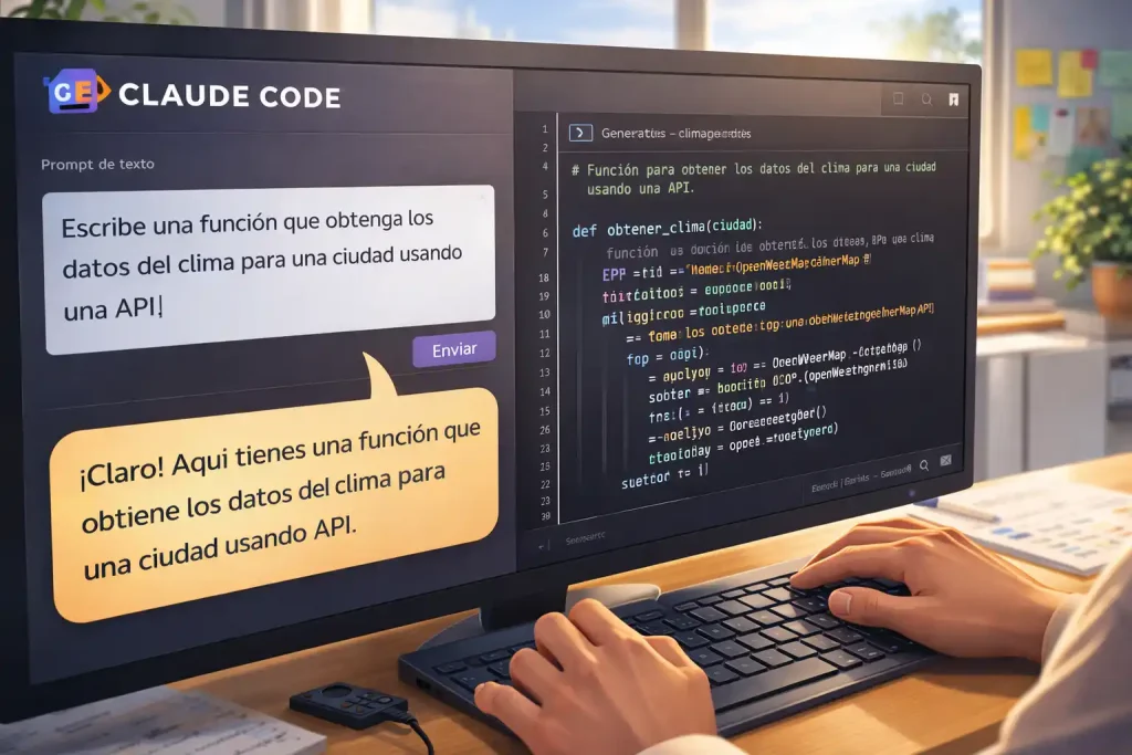  persona usando inteligencia artificial para programar sin saber codigo