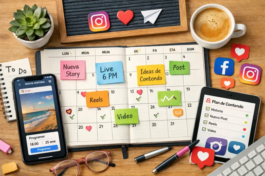 programar historias en instagram calendario contenido redes sociales