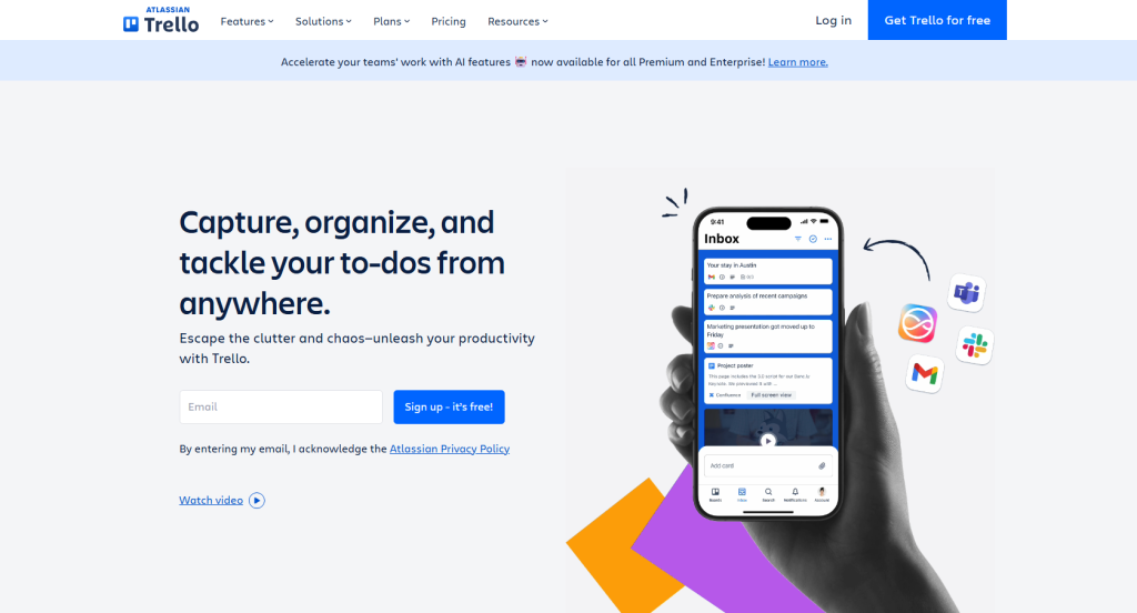 interfaz de Trello para gestión de proyectos