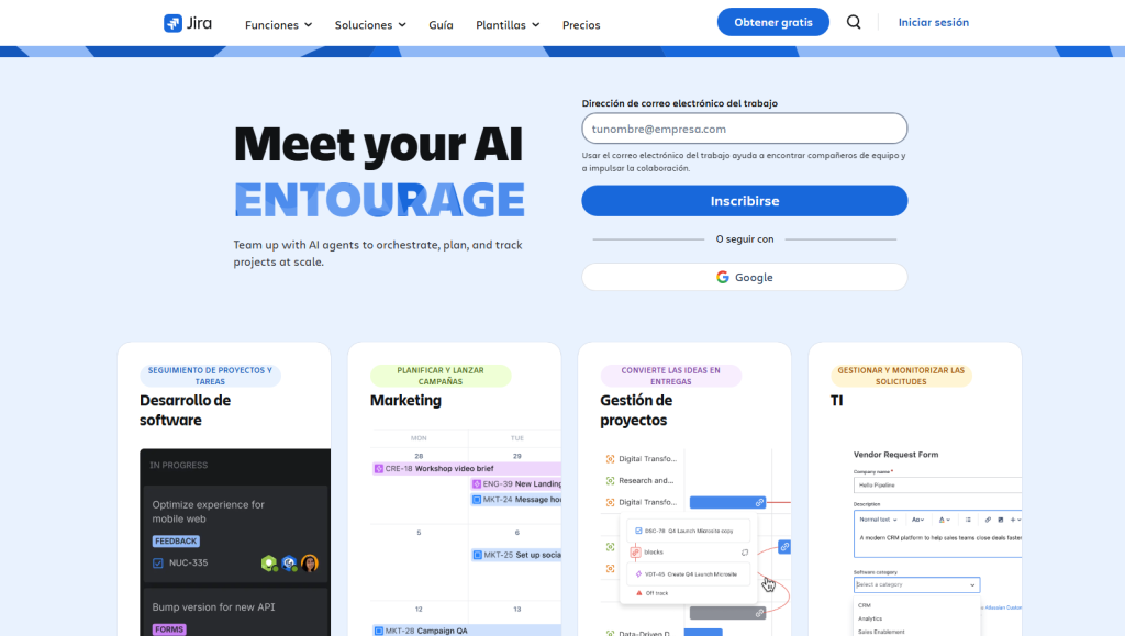 interfaz de Jira para gestión de proyectos